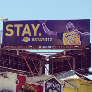 Lakers' D12 marketing campaign as seen on Sunset Blvd.