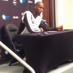 Kevin Garnett speaks during a postgame conference. Photo Credit: Michael Scotto