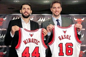 The Chicago Bulls introduced their two new big men Friday. [AP Photo/M. Spencer Green]